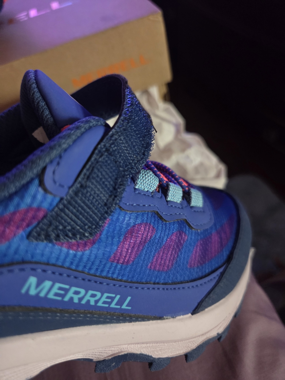 Merrell Kids Navy Blue, Pink and Coral Trail Sneakers - Picture 8 of 10